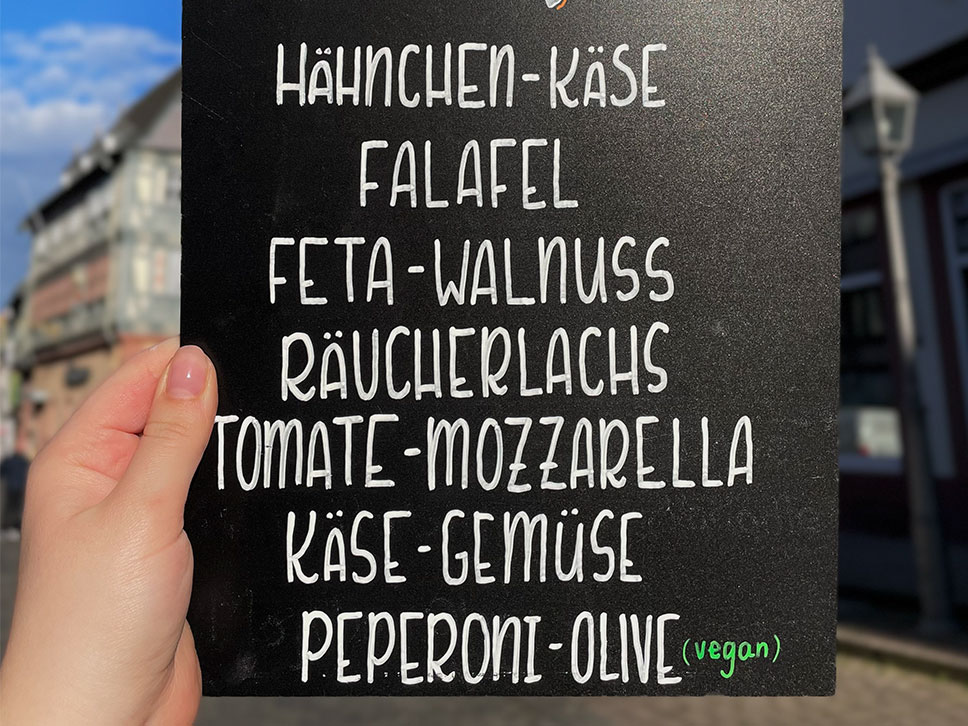 Schild mit Wrap Sorten